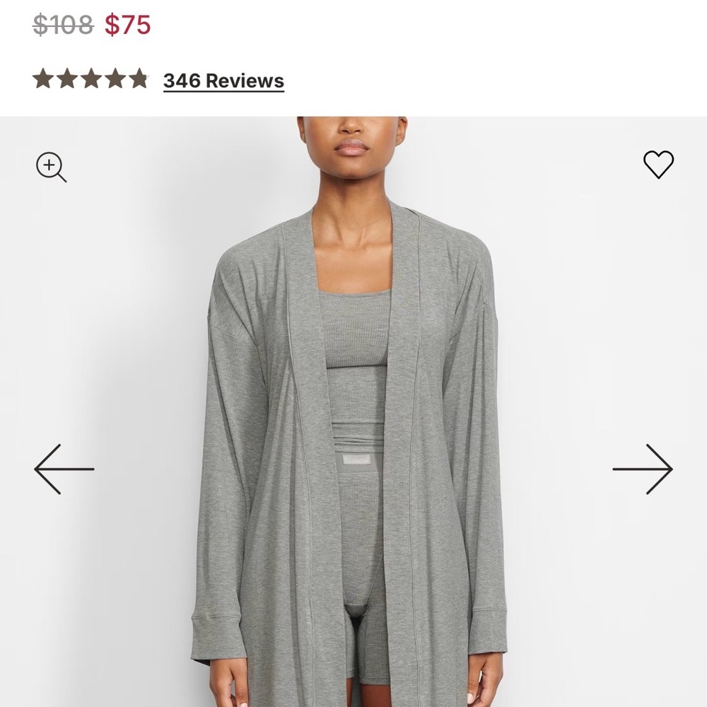 SKIMS Soft Lounge Robe - Heather Grey